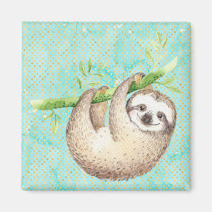 Imã Watercolor Happy Sloth