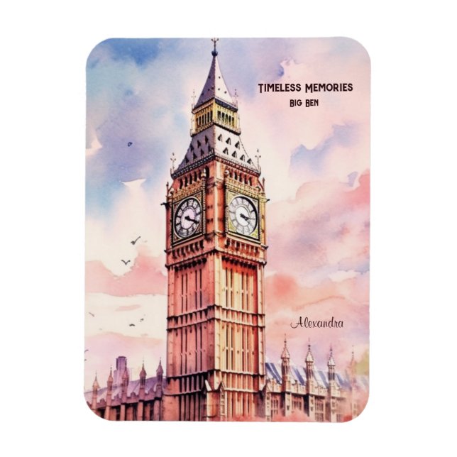 Ímã Watercolor Iconic Landmark City London Big Ben (Vertical)