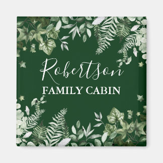 Imã Watercolor Ivy Sage Ferns Family Cabine Verde