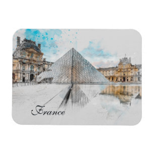Ímã Watercolor Louvre Magnet - Paris France Viagem