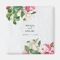 Watercolor Magnolia Flowers Favor de Casamento