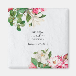Imã Watercolor Magnolia Flowers Favor de Casamento