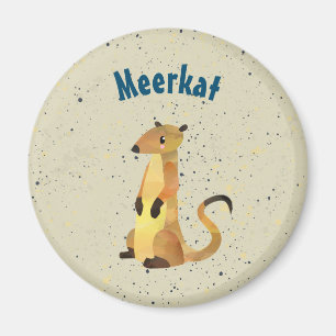 Imã Watercolor Meerkat num Fundo bege