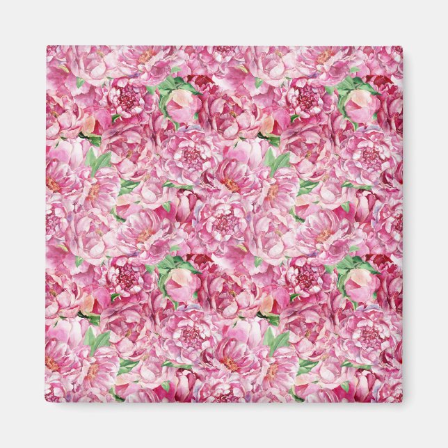 Imã Watercolor Pink Peonies (Frente)