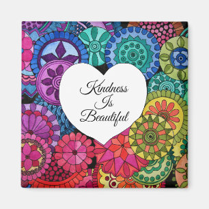 Imã Watercolor Rainbow Mandala Com Coração