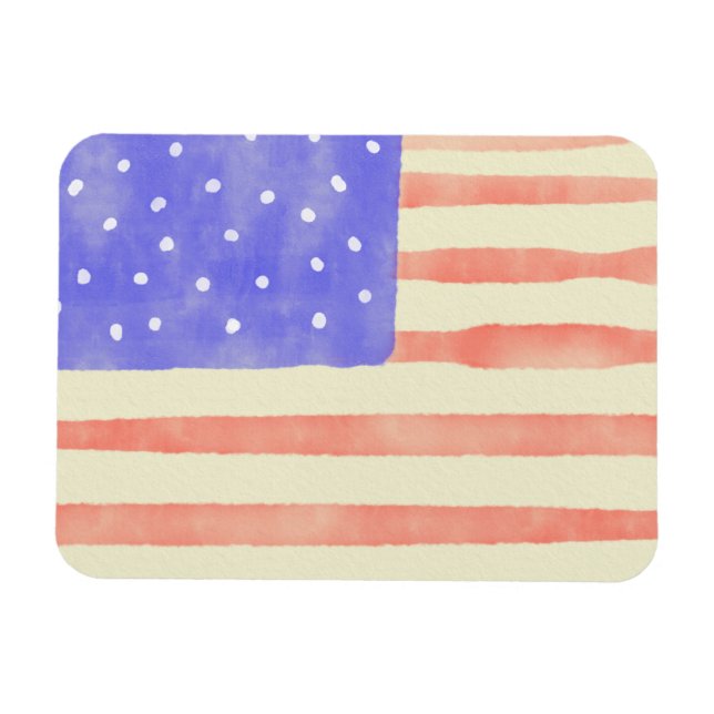 Ímã Watercolor rustic EUA flag Magnet (Horizontal)