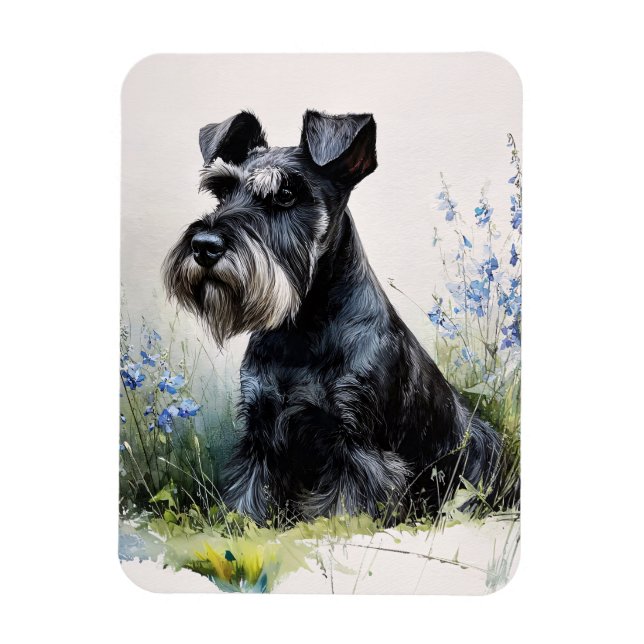 Ímã Watercolor Schnauzer Flexible (Vertical)