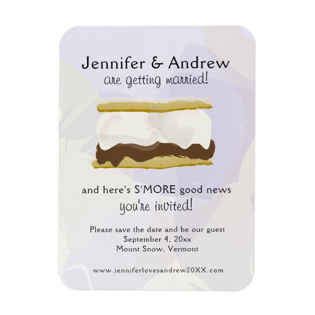 Ímã Watercolor S'mores Purple Save the Date (Vertical)