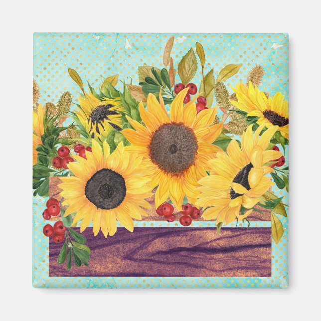 Imã Watercolor Sunflower Box (Frente)