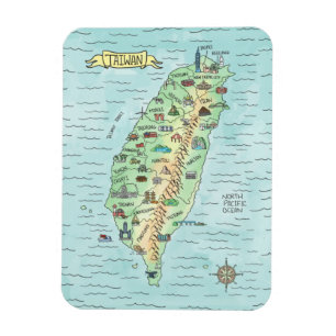 Ímã Watercolor Taiwan Map Photo Magnet