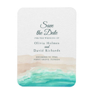 Ímã Watercolor Tropical Beach Salvar a Data