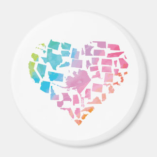 Imã Watercolor United States Heart