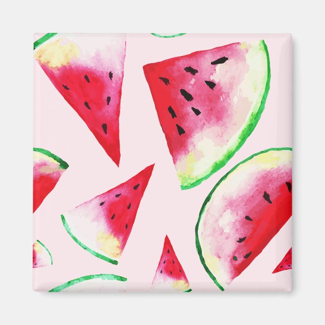 Imã Watercolor Watermelon Slice Pattern (Frente)