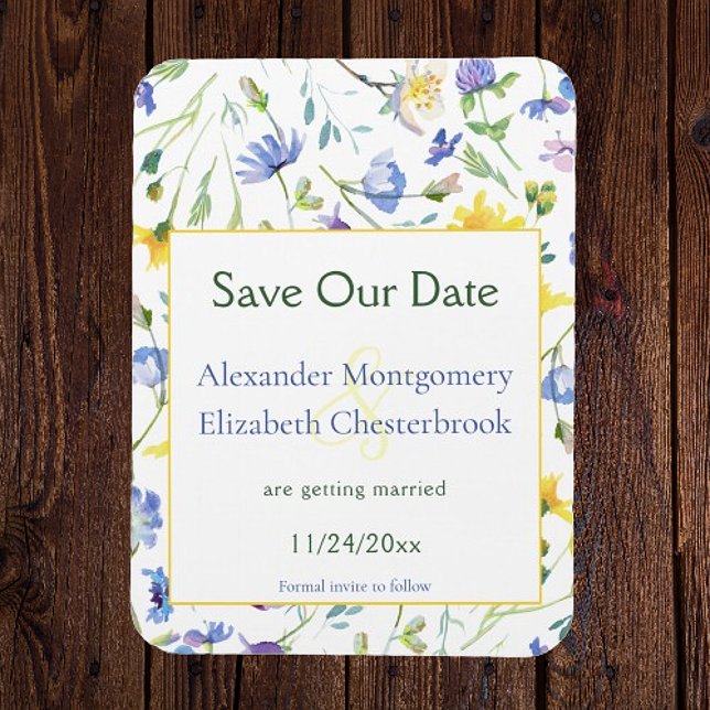 Ímã Watercolor Wildflower Salva a Data (Watercolor Wildflowers Save the Date Magnet)