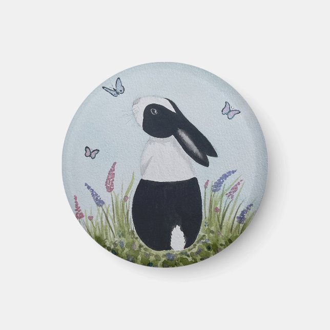 Imã Watercolour Dutch Bunny Rabbit (Frente)