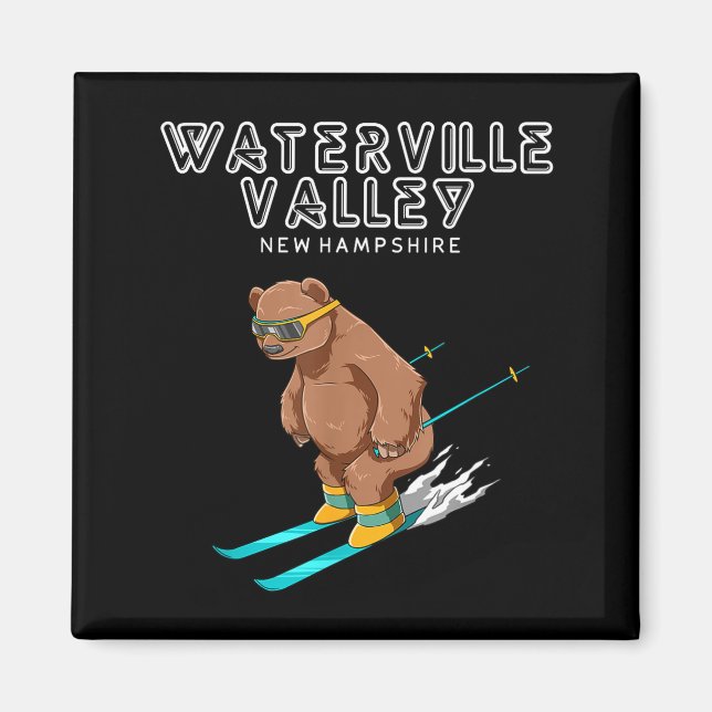 Imã Waterville Valley New Hampshire - Funny Ski Grizzl (Frente)