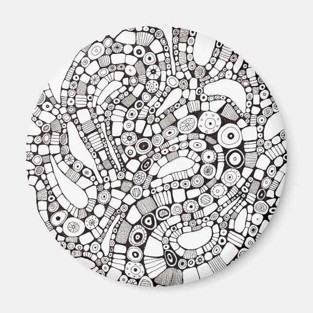 Imã Wavy Bendy Circles Square Abstract Pen Drawing (Frente)