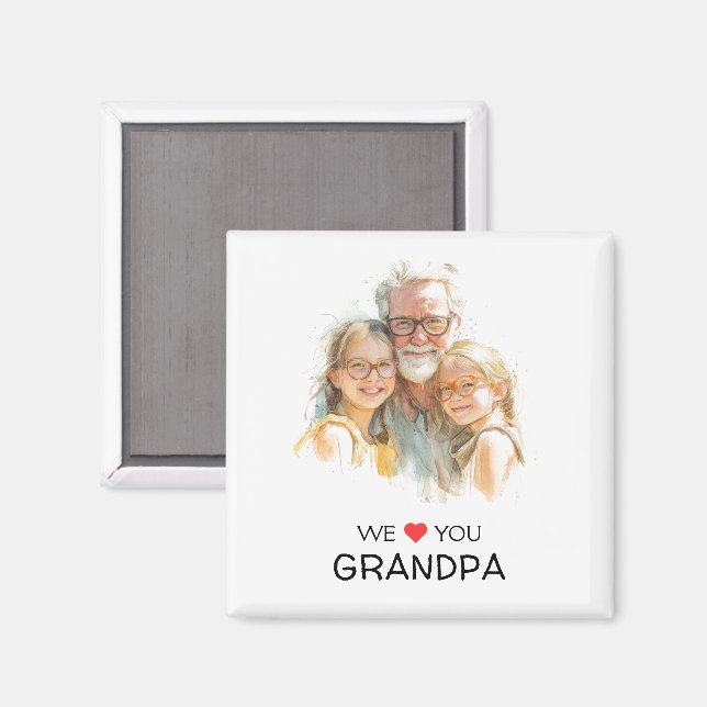 Imã We Love You Grandpa Magnet | Personalized Photo (Front/Back)