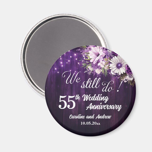 Imã We Still Do 55th Wedding Anniversary String Lights (Front/Back)