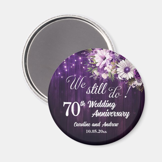 Imã We Still Do 70th Wedding Anniversary String Lights (Front/Back)