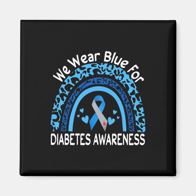 Imã We Wear Blue For Diabetes Awareness Leopard Rainbo (Frente)