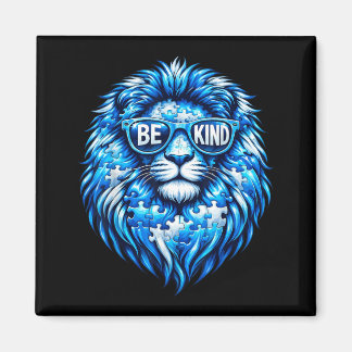 Imã Wear Blue Autism Awareness Puzzle Lion Be Kind Men