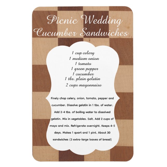 Ímã Wedding Cucumber Sandwich Recipe Magnet (Vertical)