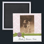 Imã Wedding Photo Magnet Favors Template<br><div class="desc">Wedding Photo Magnet Favors Template of elegant pink - white - and green.  Just add photo and names.  Makes Nice Favor for wedding or shower.</div>