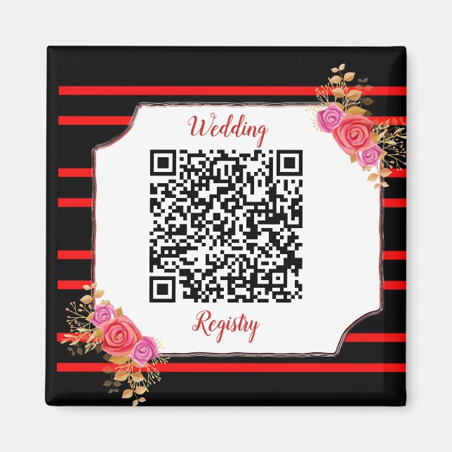 Imã Wedding Registry Custom QR Code and Text (Frente)