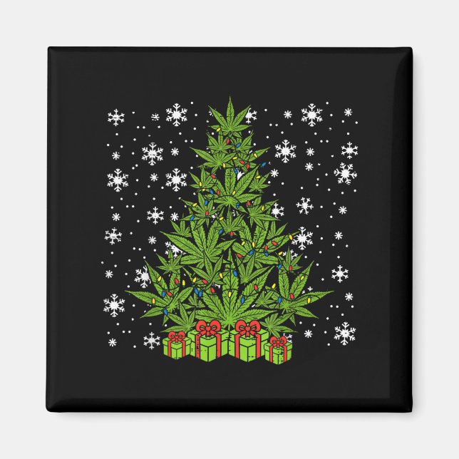 Imã Weed Christmas Tree Funny Xmas T Men Women  (Frente)