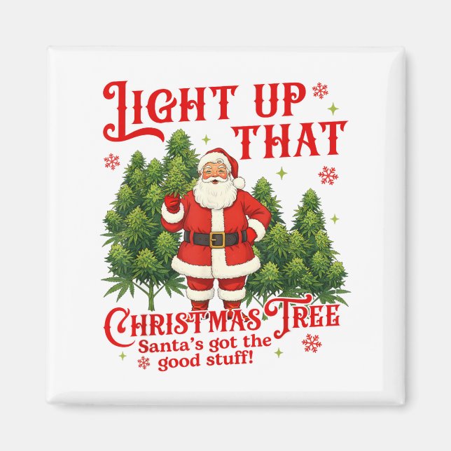 Imã Weed Lover Smoking Light Up Christmas Tree  (Frente)