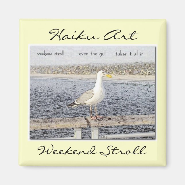Imã Weekend Stroll Haiku Art Magnet (Frente)
