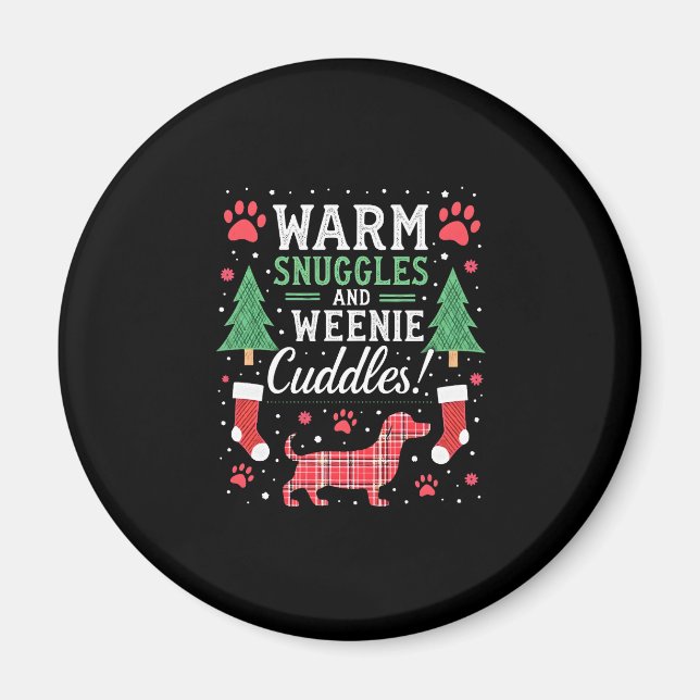 Imã Weenie Dog Christmas Pajama Shirt Cute Weiner Ugly (Frente)