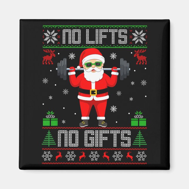 Imã Weightlifting Workout Gym Santa Christmas Ugly Swe (Frente)