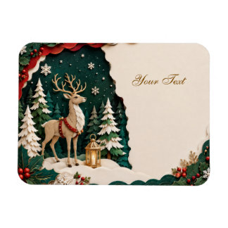 Ímã Weihnachtlicher Rentier Wald Rahmen