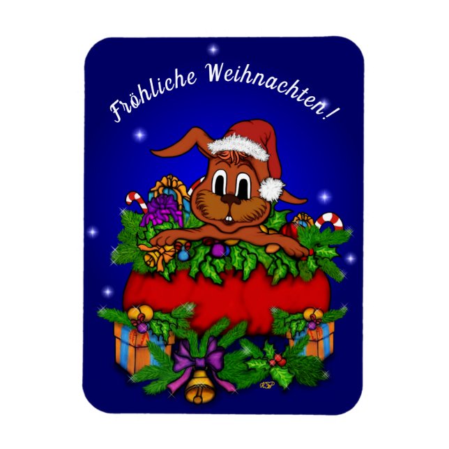 Ímã Weihnachtskaninchen, Fröhliche Weihnachten! (Vertical)