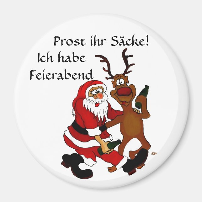 Imã Weihnachtsmann mit Elch (Frente)