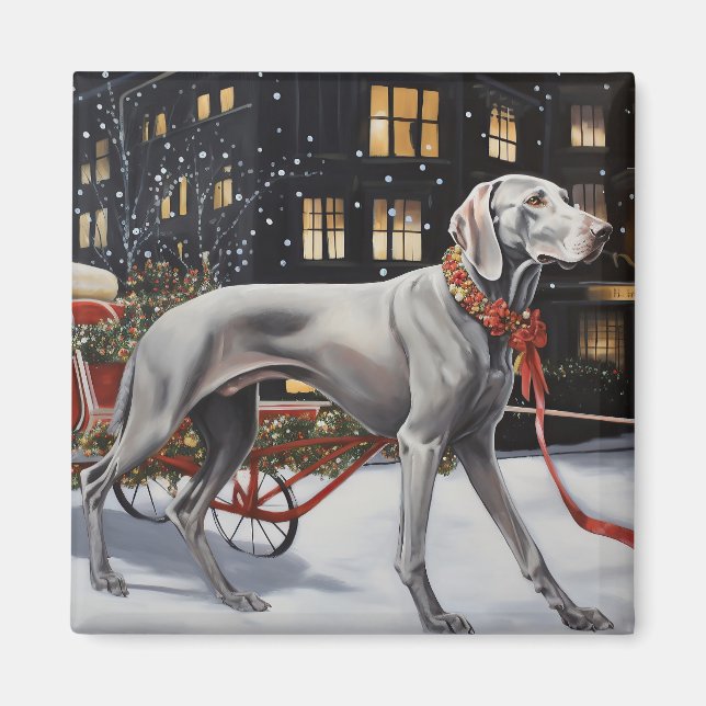 Imã Weimaraner Christmas Fesason Season (Frente)
