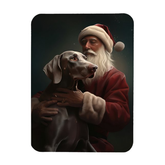 Ímã Weimaraner com Papai Noel Natal Festivo (Vertical)
