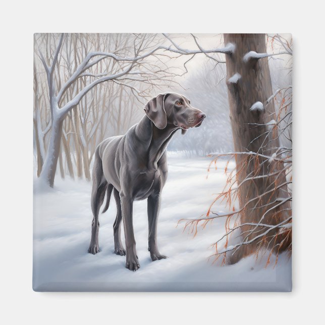 Imã Weimaraner Deixe-o nevar no Natal (Frente)