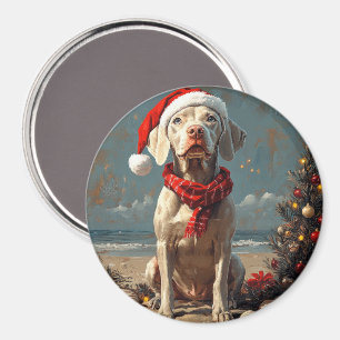 Imã Weimaraner Dog Christmas Vintage Beach