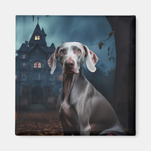 Imã Weimaraner Halloween Scary (Frente)