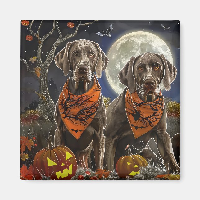 Imã Weimaraner Halloween Spooky (Frente)
