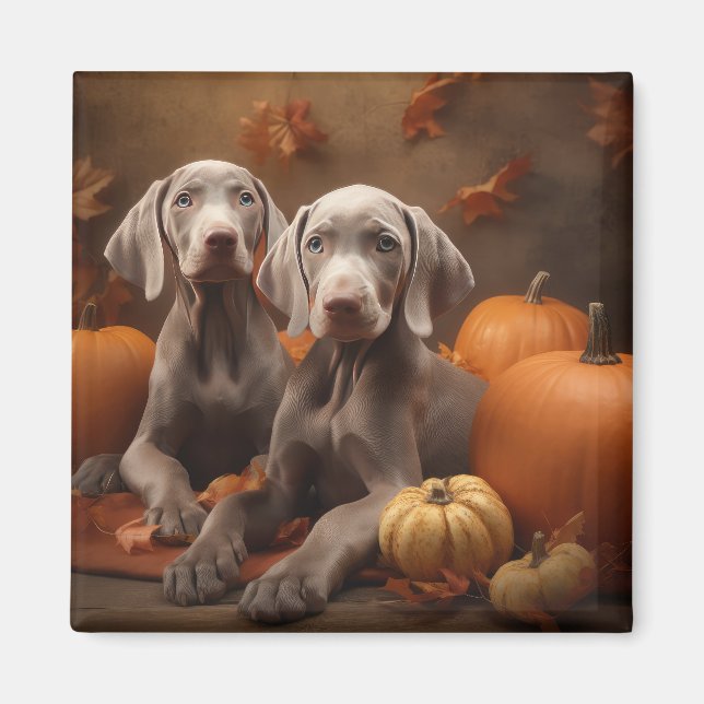 Imã Weimaraner Puppy Autumn Delight Pumpkin (Frente)