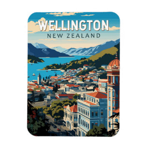 Ímã Wellington New Zelândia Viagem Art Vintage