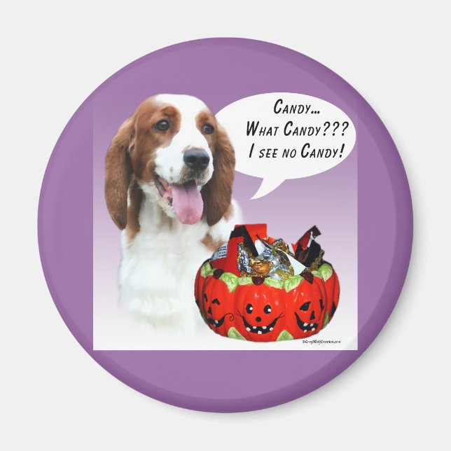 Imã Welsh Springer Spaniel Halloween Candy (Frente)