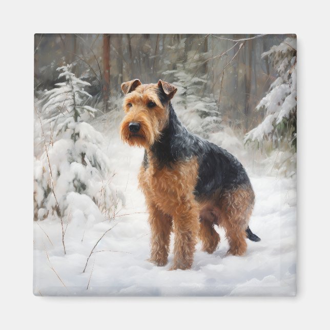 Imã Welsh Terrier Deixe Nevar Natal (Frente)