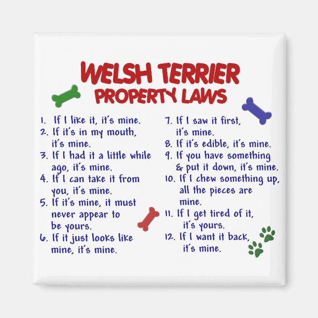 Imã WELSH TERRIER Property Laws 2 (Frente)