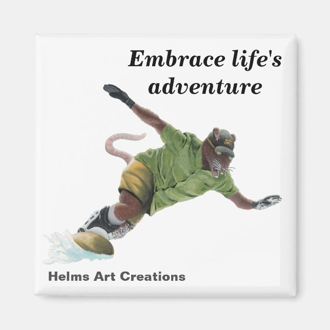 Imã Wererat Snowboarder Sport Fantasy Button Magnet (Frente)