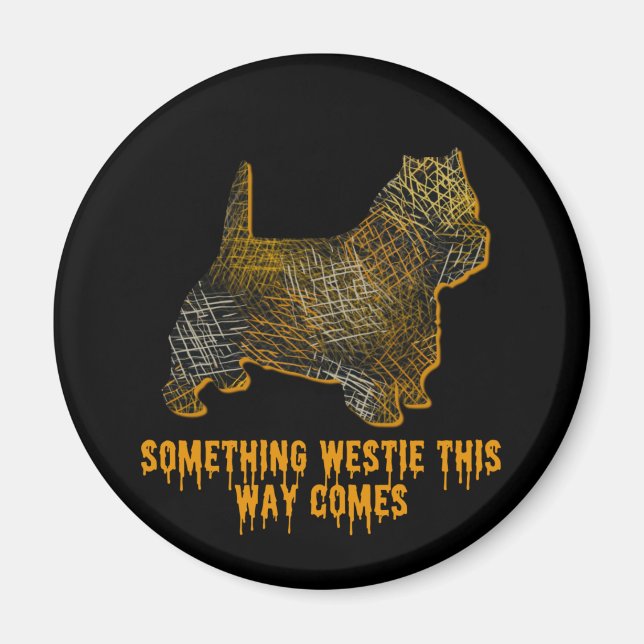 Imã West Highland Terrier Dog Silhoueen Diversão Hallo (Frente)